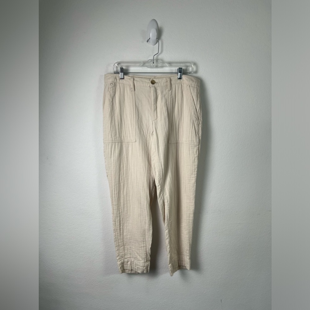 Old Navy Cream Cotton Gauze Ankle Pants